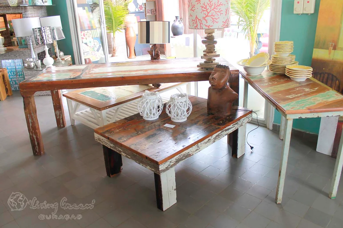 Living Green exotic furniture crafts rustic, custom-built wood furniture.